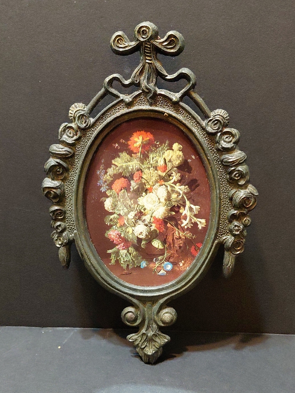 Vintage Dutch-Style Flower Ornate Metal Frame Wall Art Print